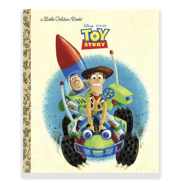 Toy Story Little Golden Book cover with Woody and Buzz Lightyear on a toy car.